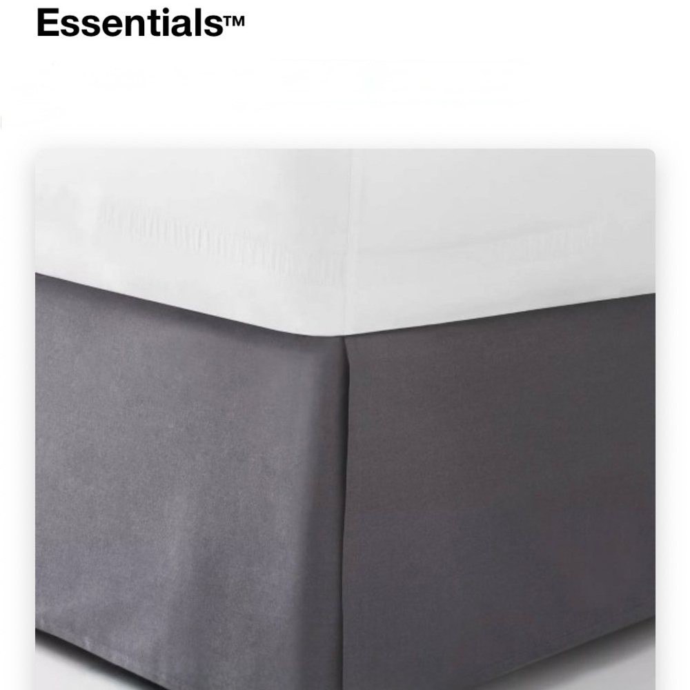 Essentials Gray Bed Skirt Twin Cotton Blend new 14” drop 39” x 75”